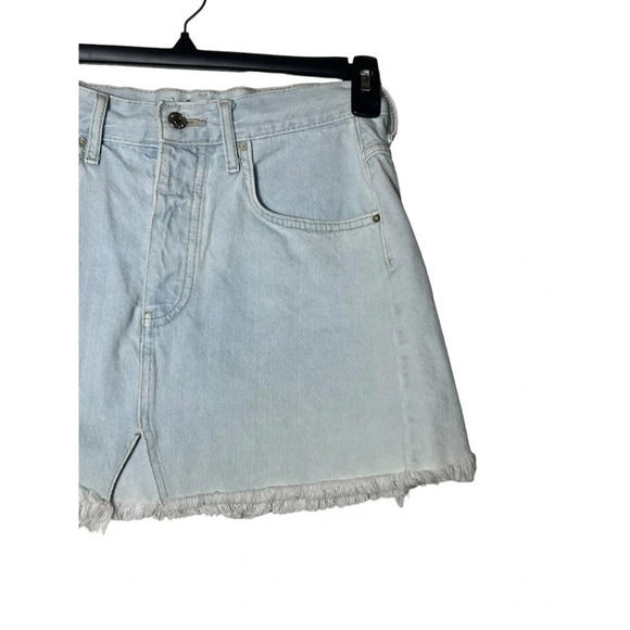 1775. FOREVER 21 LIGHT WASH DENIM JEAN SKIRT‎ SIZE 24 FACTORY FRAYED BOTTOM HEM - Picture 2 of 7